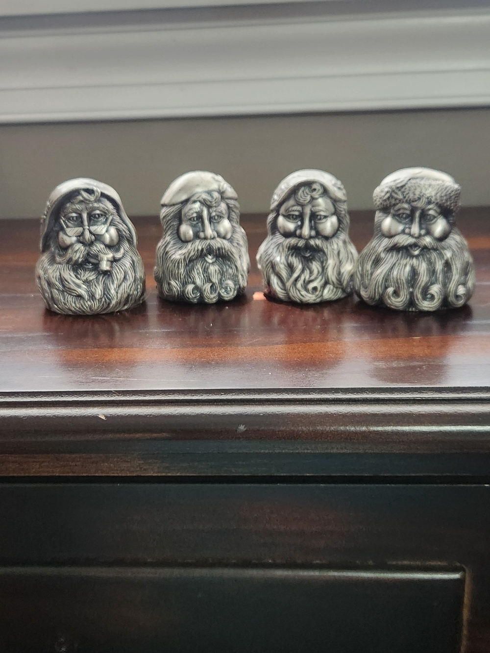 Vintage 1995 Santa Clause Pewter Napkin Holder Set Of 4